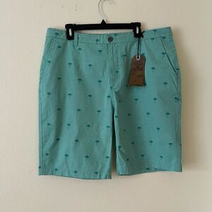 Hudson & Barrow Khaki ‘Palm Tree’ Print Golf Shorts - Men’s Size 38